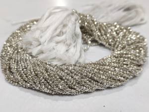 Piedra Preciosa de Pirita Plateada Natural, Cuentas Facetadas Redondas Pequeñas de 2 mm, Se Venden por Hilo de 12 Pulgadas - Product Image 3