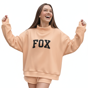 Sudadera Oversize Casual de Algodón y Forro Polar para Mujer con Cuello Simulado y Mangas Largas, Ideal para Invierno y Otoño, con Logotipo Frontal - Product Image 1