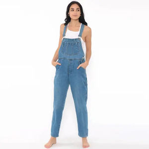 Salopette en jean pour femme, coupe droite, respirante, imperméable, avec cordon de serrage à la taille, short en toile boutonné, printemps, anti-plis, streetwear - Product Image 1