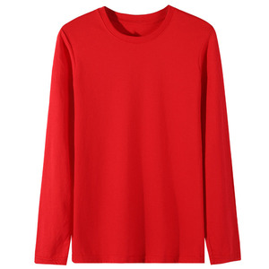Camiseta de manga larga de color sólido para hombre y mujer, de algodón peinado, con cuello redondo, diseño estampado con logotipo personalizado OEM. - Product Image 2