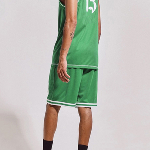 Wholesale Green Color Design Basketball Shorts With Pockets Quick Drying and Breathable Basketball Wear - Product Image 3