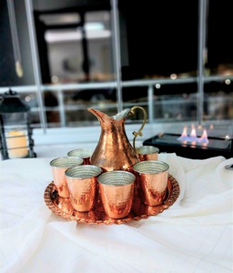 Jarra de agua de cobre antiguo de la mejor calidad, juego clásico de jarra de agua fría 100% cobre con diseño elegante para eventos al aire libre. - Product Image 4