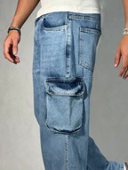 Jean en denim décontracté pour homme, coupe ample et confortable, bleu, écologique, idéal printemps-été - Product Image 3