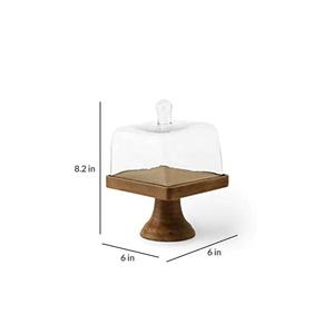 <b>Square</b> Wooden Cakes Stand with Glass Lid New Design Manufacturer Wholesaler Cake Cake Stand Home & Decoration - Product Image 3