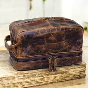 Handmade Leather Toiletry Bag <b>Men</b> Travel Dopp Kit Waterproof Cosmetic Organizer <b>Pouch</b> Bag LTB-0132 - Product Image 5