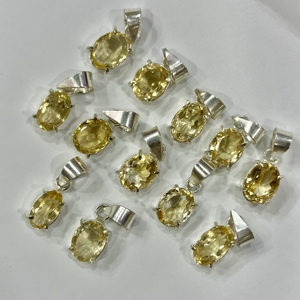 จี้สร้อยคอพลอยซิทรินธรรมชาติ รูปไข่ สีเหลือง คริสตัลทำมือ เครื่องประดับหรูหรา ของขวัญสำหรับผู้หญิง ขายส่ง - Product Image 5