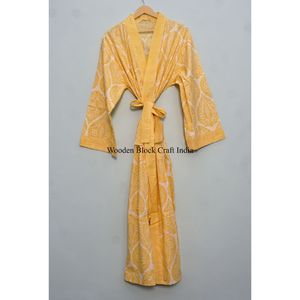 Kimono long en coton floral de haute qualité pour femmes, magnifique robe kimono à col en V, style plage, écologique, lavable et respirant. - Product Image 1