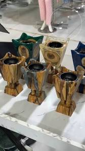 Brûleur à Bakhoor Artisanal en Résine à Prix d'Usine avec Joints en Bois d'Olivier et de Palissandre, Usage Religieux, 100% Bois d'Acacia Naturel et Époxy, Encens - Product Image 5