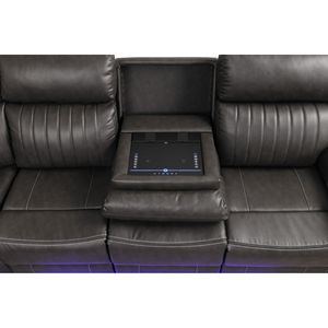 Divano Sezionale Reclinabile Stile Aviatore Moderno, Grigio, in Legno, per Soggiorno - Product Image 6