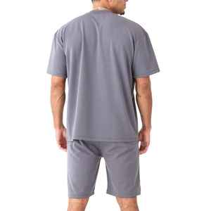 NURJENNA INDUSTRIES Ensemble décontracté 2 pièces pour homme, été, t-shirt et short en coton, respirant, tricoté, imprimé numérique, sans couture, uni - Product Image 2