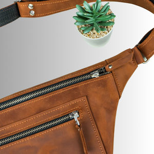 Riñonera de Cuero Genuino Crazy Horse, Estilo Nuevo, con Logotipo Personalizado, Bandolera de Piel de Vaca Auténtica - Product Image 4