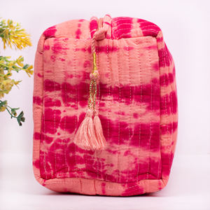 Sac à cosmétiques matelassé en coton unisexe, grande capacité, imprimé à la main, lavable, style vintage, fermeture éclair, vente chaude, qualité supérieure - Product Image 4