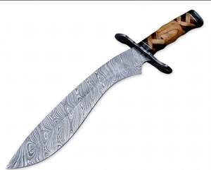 Handcrafted Patterned Steel Curved-Profile <b>Craft</b> Tool Mosaic Wood Handle Executive Display Piece - Product Image 5