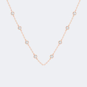 Collier avec diamant brillant de 1,85 carats de laboratoire, taille brillant, certifié IGI, serti clos, style 'Diamonds Yard', or rose 10K, cadeau de fête - Product Image 3