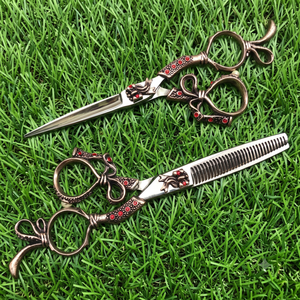 Ciseaux de barbier professionnels importés avec poignée fantaisie, logo personnalisé, lame en acier inoxydable de 6 pouces, ciseaux de coiffure pour salon - Product Image 2
