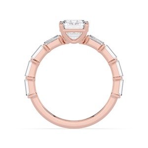 Bague de fiançailles exquise en or rose 10K avec émeraude et diamant de laboratoire taille baguette 3,45 CTW, bijoux de mariage de luxe - Product Image 2