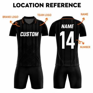 Conjunto de Uniforme de Fútbol Personalizado por Sublimación, Camiseta y Pantalones Cortos con Nombre y Número Personalizados, Cuello en V, Manga Corta - Product Image 2