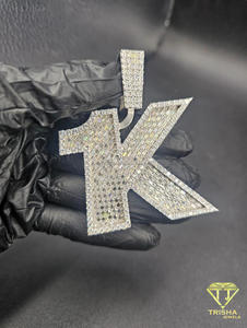 Moissanite Diamond K Letter Pendant <b>Iced</b> <b>Out</b> Necklace Hip Hop Jewelry Custom Initial Bling <b>Chain</b> Luxury Gift - Product Image 1
