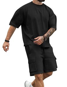 Ensemble streetwear pour hommes : T-shirt à manches courtes et short à taille élastique – Fournisseur en gros - Product Image 3