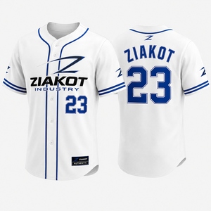 เสื้อเบสบอลผู้ชาย ZIAKOT สีขาวพิมพ์ลายสกรีนสีน้ำเงินแขนสั้นทรงปกติระบายอากาศได้ดีชุดกีฬา - Product Image 1