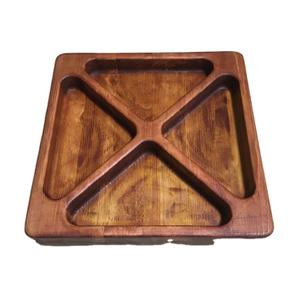 Meilleure vente Assiette en bois avec support Assiette de forme circulaire Vente à chaud de vaisselle en bois d'acacia Plateau de service Assiette de service en bois - Product Image 3