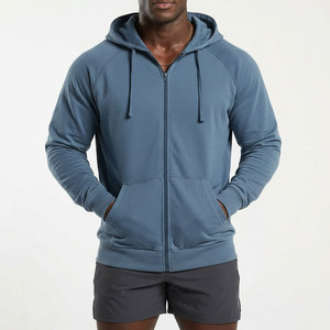 Men's Premium Fashion Zip Hoodie Soft Heavyweight Fleece Solid Color Drawstring Custom Woven <b>Label</b> Private <b>Label</b> OEM Manufacture - Product Image 1