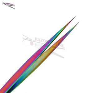 Pinzas de pestañas profesionales de acero inoxidable al por mayor, logotipo personalizado de alta calidad, extensión recta para uso en salón con punta puntiaguda - Product Image 4