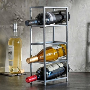 Porte-bouteilles en métal noir au design cercle ouvert pour comptoir de bar à domicile, rangement de cuisine et présentation décorative - Product Image 4