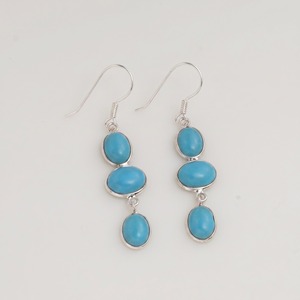 Natural Turquoise <b>Dangle</b> <b>Earrings</b> 925 Sterling <b>Silver</b> Handmade Blue Gemstone Drop <b>Earrings</b> Boho Jewelry For Women - Product Image 3