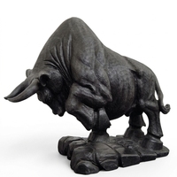 Figurine de taureau en onyx sculptée à la main avec logo personnalisé, thème animalier, objet d'art de collection, artisanat en pierre, OEM ODM, nouveauté chinoise