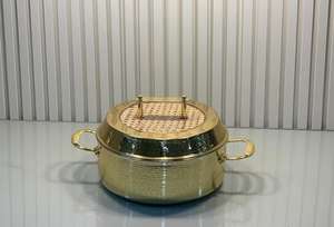 Plat à gratin en métal doré de luxe avec couvercle, plat de service en acier inoxydable pour hôtel et restaurant - Product Image 4