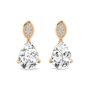 Boucles d'oreilles pendantes contemporaines de luxe en or massif 14 carats avec diamant de laboratoire taille poire 9*7 carats certifié IGI, vente en gros - Product Image 3