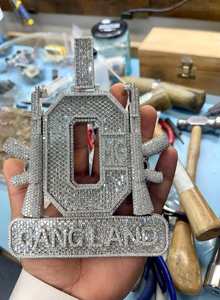 Colgante de Lujo con Letra Inicial Personalizada, Chapado en Oro, Plata de Ley 925, con Diamantes Moissanite VVS, Estilo Hip Hop - Product Image 2