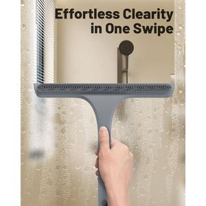 Raschietto doccia in silicone 2-in-1 a doppia faccia con gancio, nucleo in acciaio inossidabile antiruggine, raschietto antigraffio per superfici. - Product Image 3