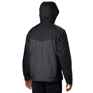 Chaqueta Acolchada con Capucha para Hombre, Negra, Cortavientos, con Cierre de Cremallera, Exterior de Poliéster, Estilo Casual para Invierno, Corte Regular, Color Sólido - Product Image 3