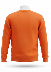 เสื้อสเวตเชิ้ตคอกลมสีส้มสำหรับผู้ชาย ทรงปกติ ผ้าถัก สีพื้น แขนยาว สวมใส่สบายๆ - Product Image 5