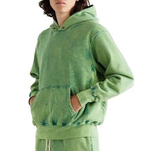 Sweatshirts à capuche brodés en jersey de coton délavé à l'acide pour hommes pour la saison d'hiver Technique de teinture unie - Product Image 1