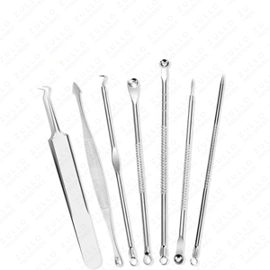 Kit professionnel de 7 extracteurs d'acné en acier inoxydable, nettoyeur de pores, soin du visage - Product Image 1