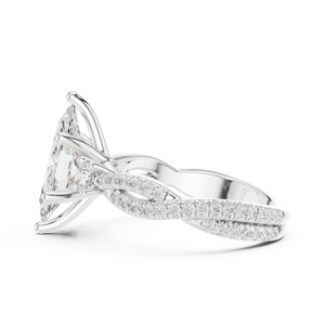 Bague de fiançailles en or jaune pour femme avec diamant taille marquise et diamants latéraux de laboratoire certifiés GIA, style classique - Product Image 2