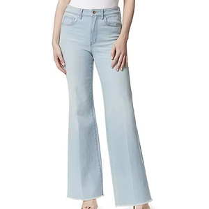 Pantalones vaqueros acampanados OEM personalizados para mujer, transpirables, suaves, holgados, de pierna ancha y recta, estilo High Street - Product Image 1