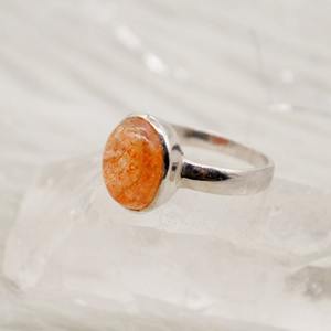 Bague en pierre de soleil d'Oregon, faite à la main, en argent sterling, avec pierre précieuse orange, bijou élégant pour femme - Product Image 3
