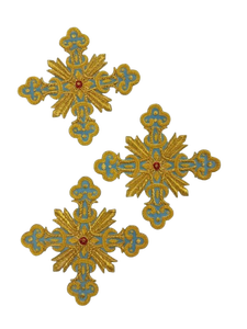 Appliques brodées à la main en or et bleu clair - Product Image 3