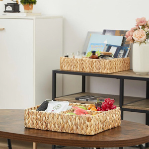 Panier de rangement en osier à compartiments, paniers en osier de jacinthe d'eau tressés à la main, panier pour organiser les tiroirs - Product Image 2