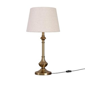 Lampe de table en laiton antique de luxe avec abat-jour en tissu blanc, lampe de chevet moderne pour salon, chambre à coucher, décoration de la maison - Product Image 1
