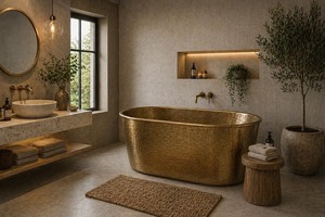 Bañera de Hidromasaje Independiente de Cobre Moderna, Ecológica y Hecha a Mano, de Lujo, para Hotel, Resort, Villa, Spa, OEM, ODM - Product Image 2