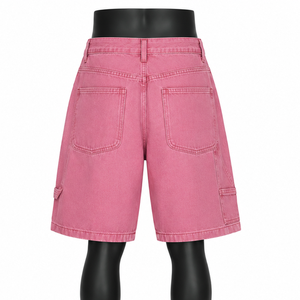 Pantalones Cortos Vaqueros Anchos de Mezclilla Rosa Vintage Lavada para Hombre, Estilo Urbano, Moda de Verano, Venta al por Mayor OEM - Product Image 2