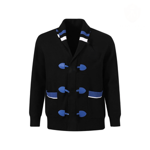Cardigan en tricot noir premium Sigma avec logo personnalisé pour les fraternités, les sororités, les universités, les écoles, vente en gros OEM ODM - Product Image 1
