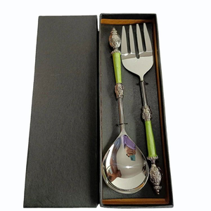 <b>Rose</b> Gold Gravy Rice Salad Food Server WIth <b>Black</b> Handle Stainless Steel With Gifts Box - Product Image 1