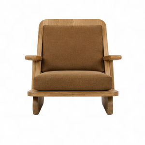 Fauteuil de relaxation en teck massif avec coussin brun, mobilier d'extérieur de luxe pour jardin, hôtel, resort, villa et terrasse - Product Image 2