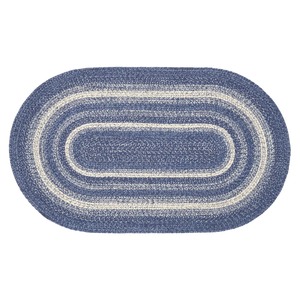 Alfombra Ovalada de Yute Trenzado, Rayas Azules y Blancas, Estilo Rústico, Base Antideslizante, Tapete para Sala de Estar - Product Image 2